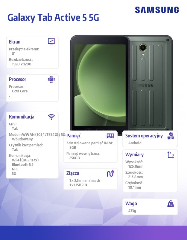 Planšetinis kompiuteris samsung galaxy tab active5 8