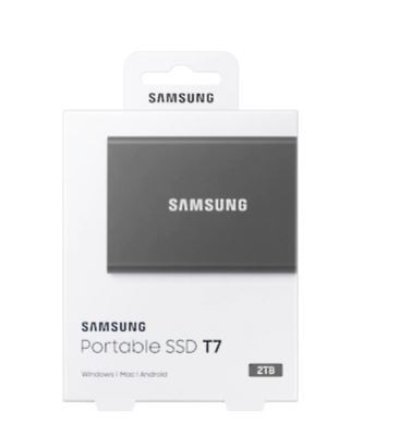 Išorinis kietasis diskas samsung ssd t7 2tb, pilka ((mu-pc2t0t/ww)