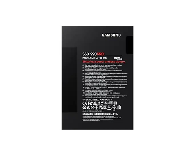 Ssd vidinis kietasis diskas samsung 990 pro, 2tb, m.2 2280, ssd interface pcie gen4x4, write speed 6900 mb/s, read speed 7450 mb/s