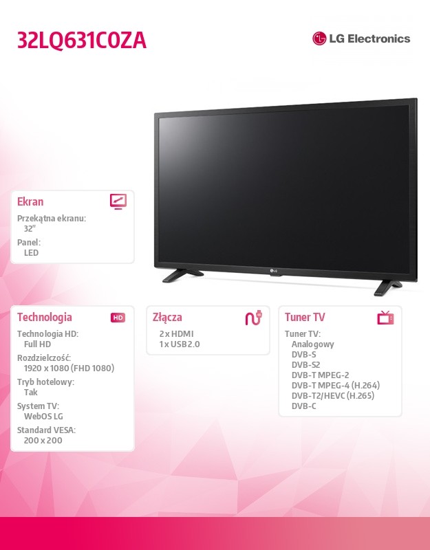 LED Televizorius 32 colių 32LQ631C0ZA