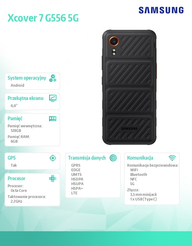 Telefonas samsung galaxy xcover 7 5g 6/128gb black