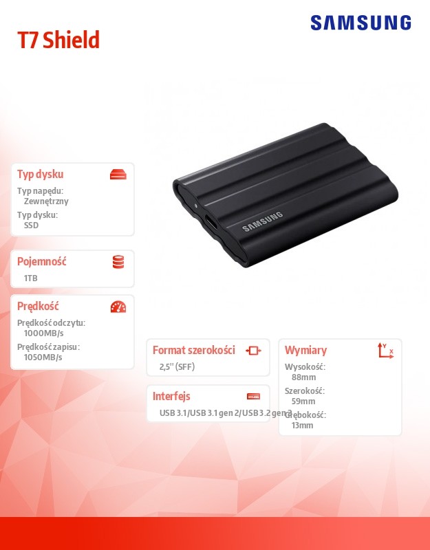 Išorinis kietasis diskas samsung t7 shield 1tb