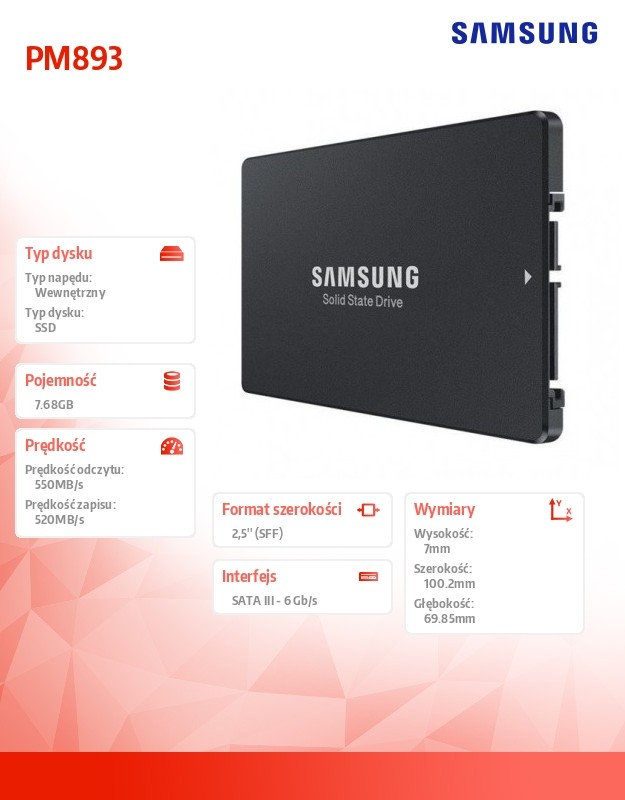 Ssd vidinis kietasis diskas samsung pm893 mz7l37t6hbla-00w07