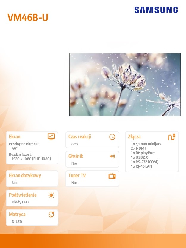Televizorius samsung lh46vmbubgbxen, 46