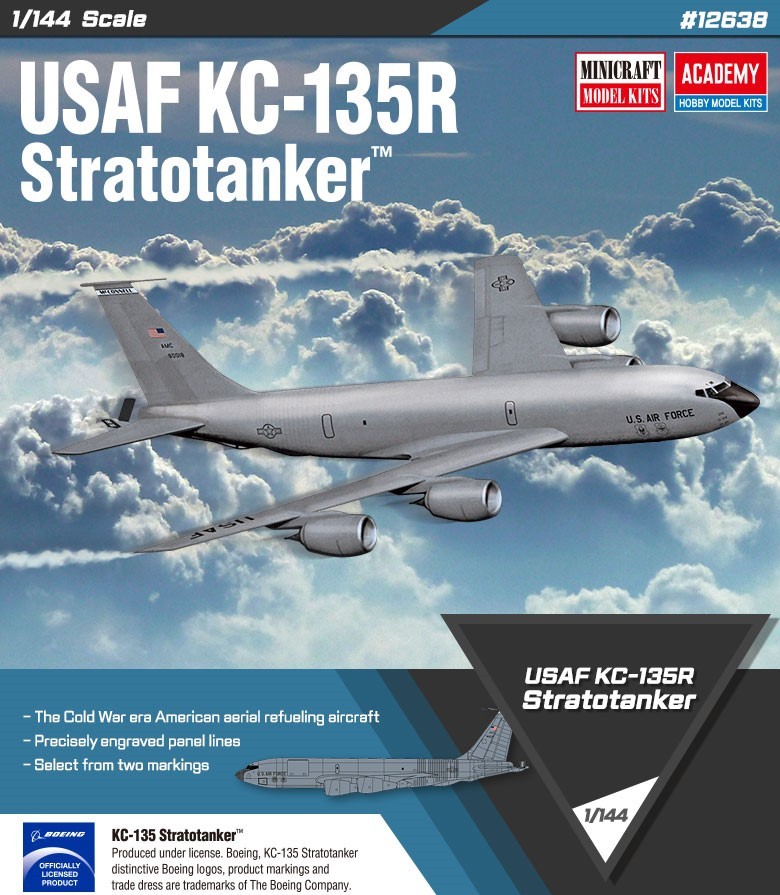 Klijuojamas modelis academy hobby 12638 usaf kc-135r stratotanker 1/144