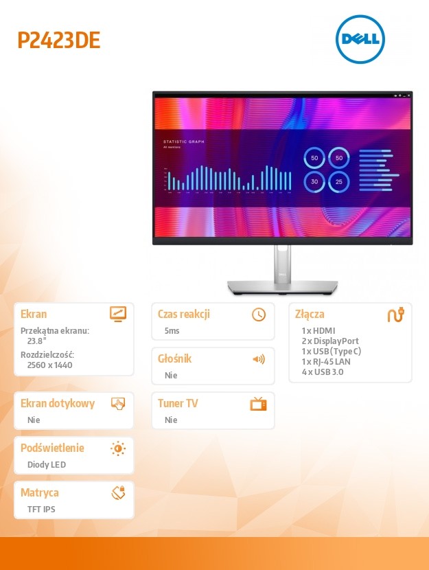 Monitorius lcd monitor|dell|p2423de|23.8
