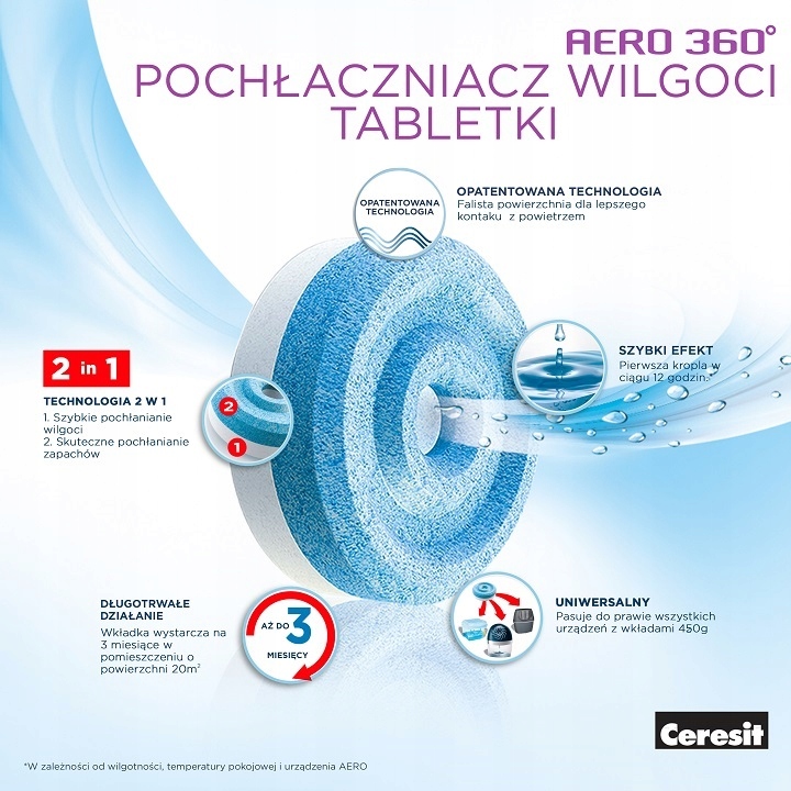 4x "Ceresit" absorbuojanti tabletė 450g 1x levanda 3x paprastoji