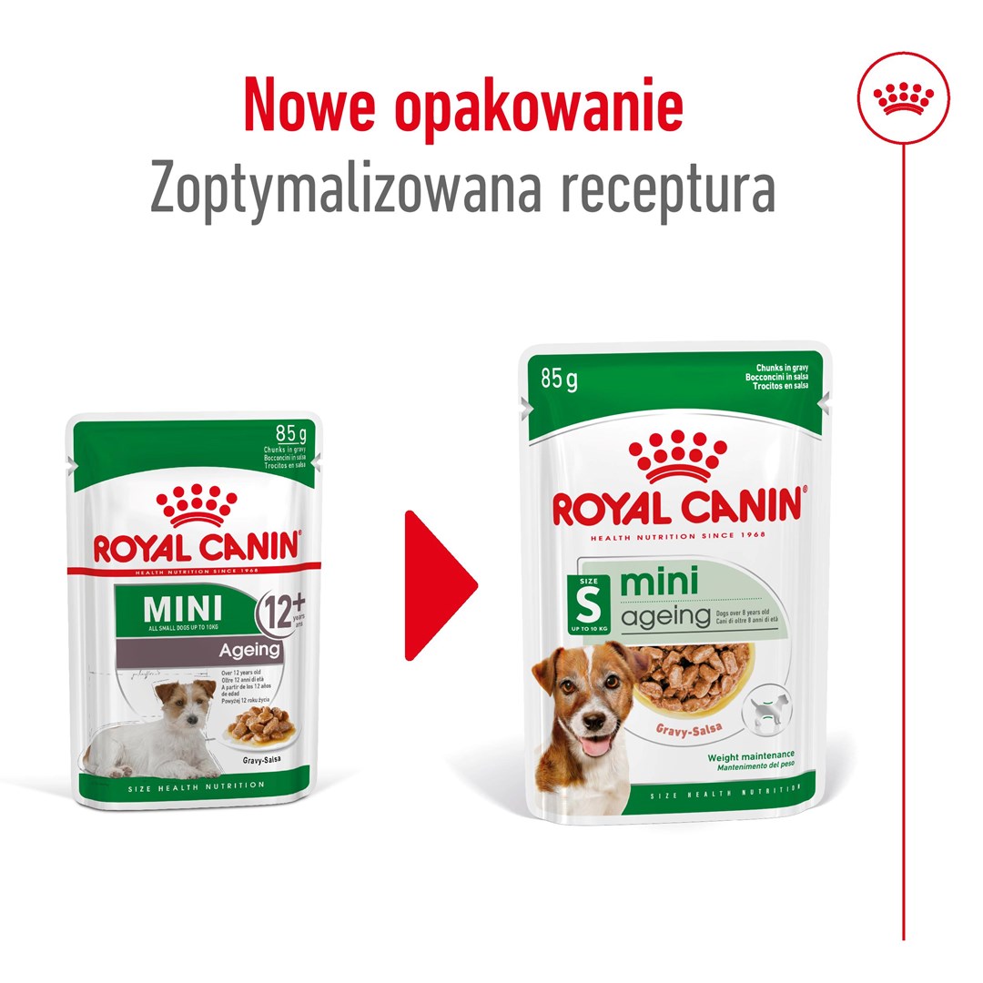 Royal canin karma mini ageing 12+ vyresnio amžiaus mažų veislių šunims, 12x85 g