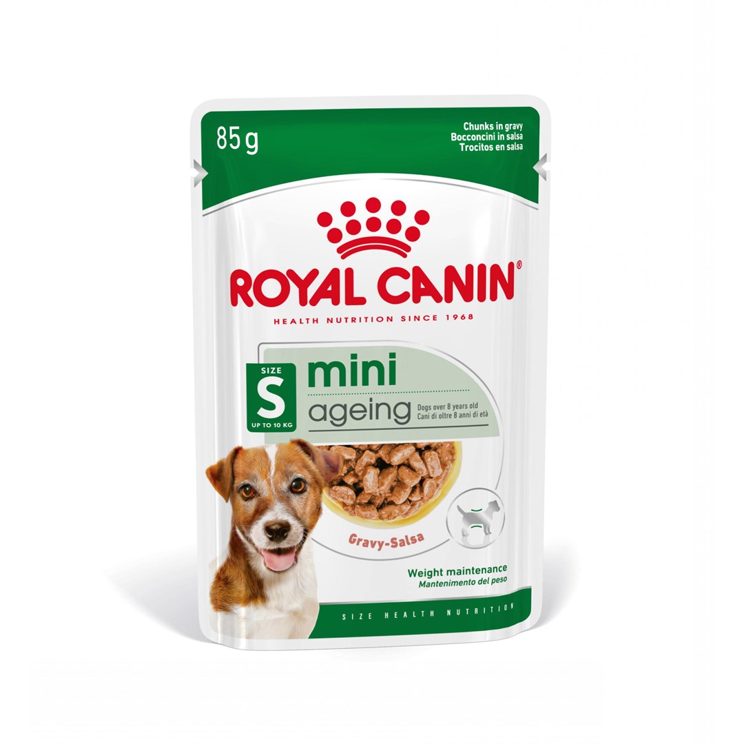 Royal canin karma mini ageing 12+ vyresnio amžiaus mažų veislių šunims, 12x85 g