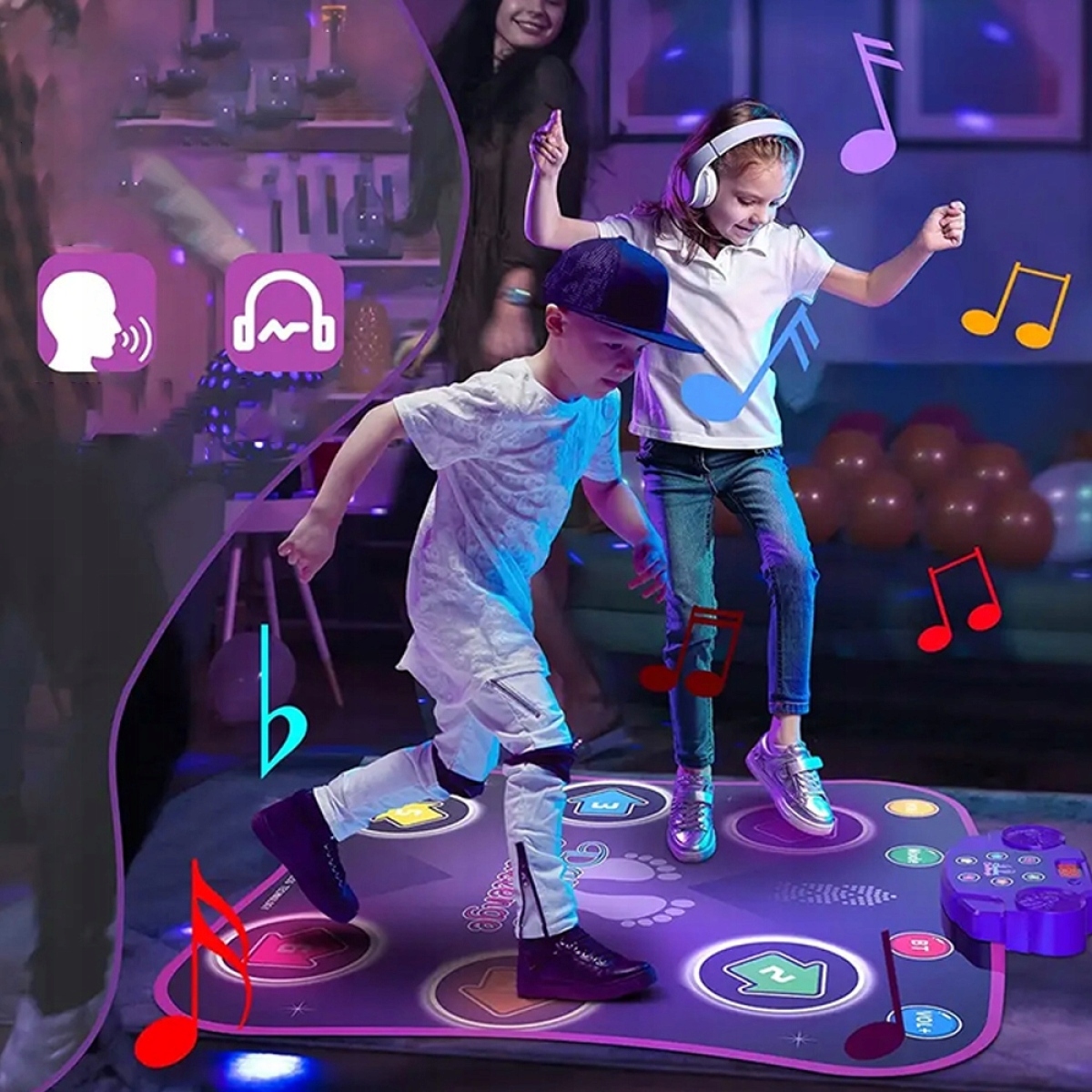 Bluetooth muzikinis šokių kilimas su apšviečiamomis  rodyklėmis