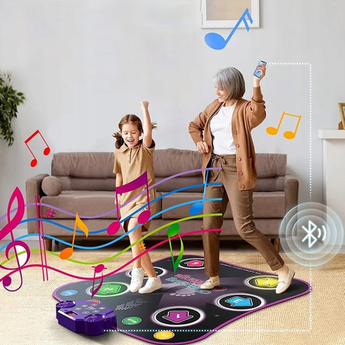 Bluetooth muzikinis šokių kilimas su apšviečiamomis  rodyklėmis